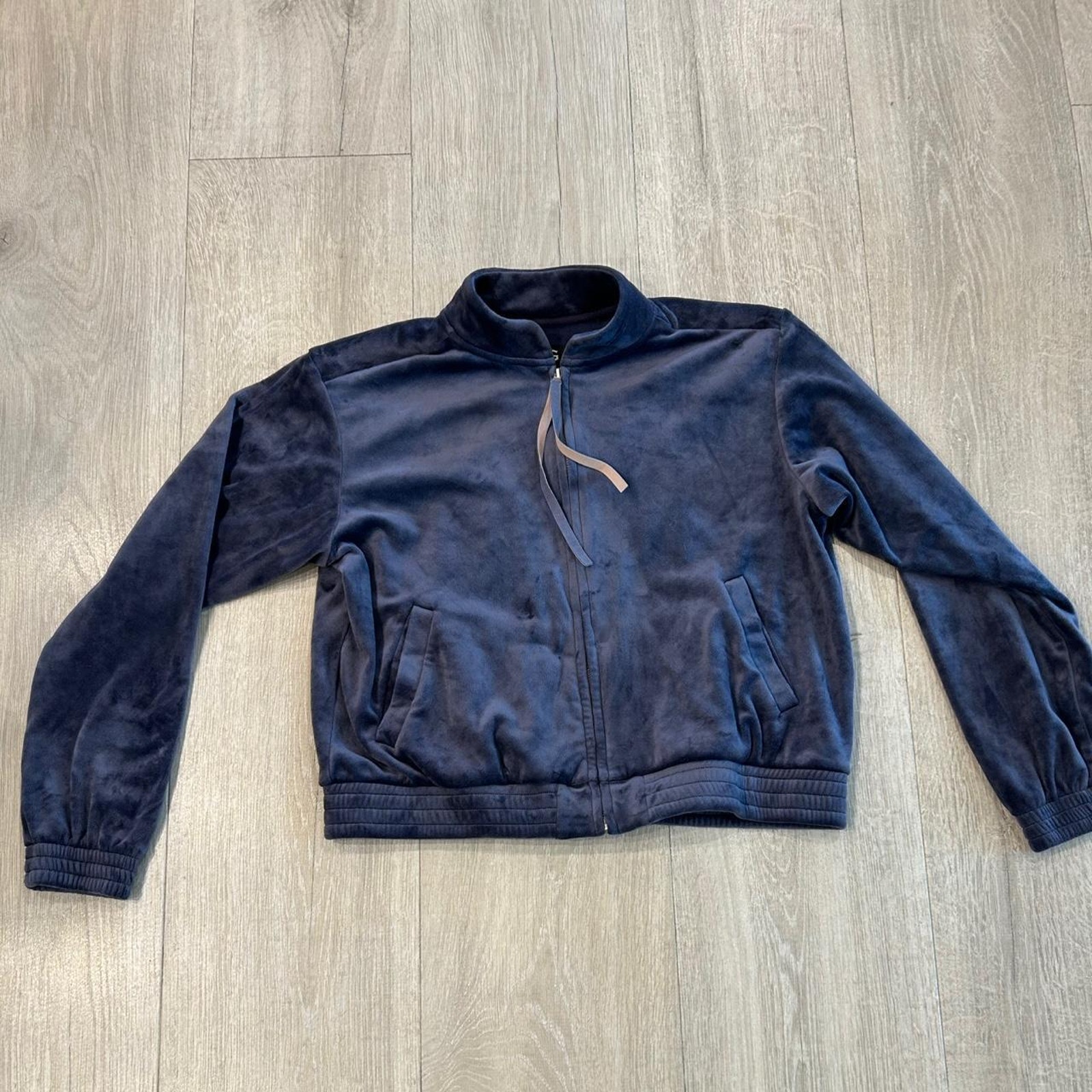 Ugg Rtw Navy Blue Velour Zip Up Jacket. Size Large